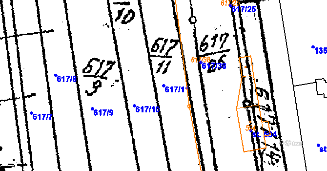 Parcela st. 617/11 v KÚ Ostrov u Macochy, Katastrální mapa
