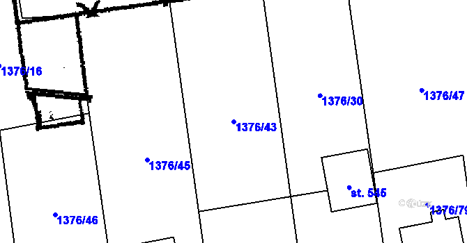 Parcela st. 1376/43 v KÚ Ostrov u Macochy, Katastrální mapa