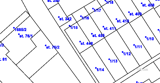 Parcela st. 448 v KÚ Ostrov u Macochy, Katastrální mapa