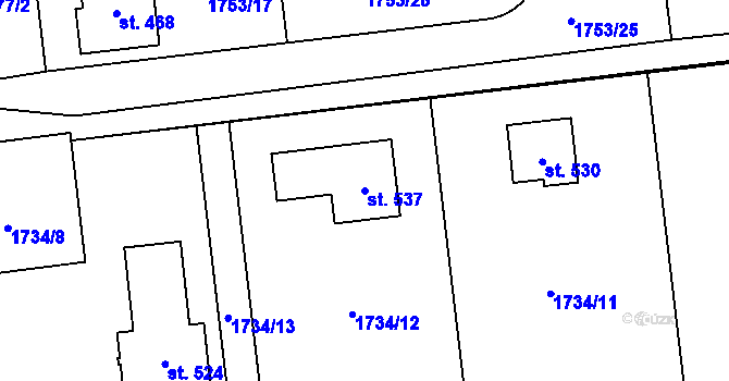 Parcela st. 537 v KÚ Ostrov u Macochy, Katastrální mapa