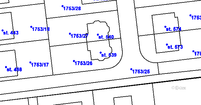 Parcela st. 539 v KÚ Ostrov u Macochy, Katastrální mapa