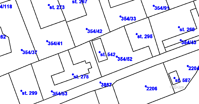 Parcela st. 542 v KÚ Ostrov u Macochy, Katastrální mapa