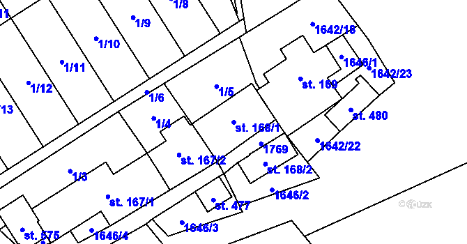 Parcela st. 168/1 v KÚ Ostrov u Macochy, Katastrální mapa