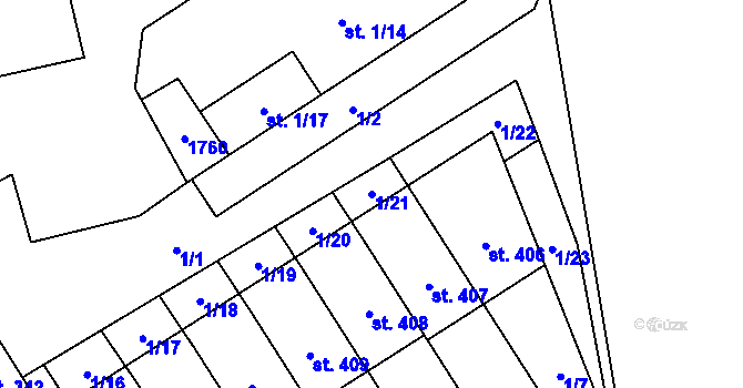 Parcela st. 1/21 v KÚ Ostrov u Macochy, Katastrální mapa