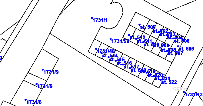 Parcela st. 514 v KÚ Ostrov u Macochy, Katastrální mapa