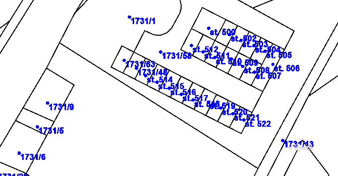 Parcela st. 516 v KÚ Ostrov u Macochy, Katastrální mapa