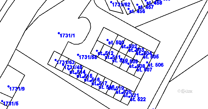 Parcela st. 511 v KÚ Ostrov u Macochy, Katastrální mapa