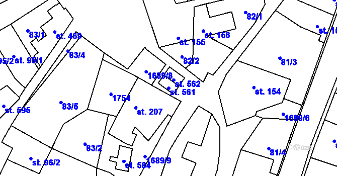 Parcela st. 561 v KÚ Ostrov u Macochy, Katastrální mapa