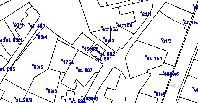 Parcela st. 562 v KÚ Ostrov u Macochy, Katastrální mapa