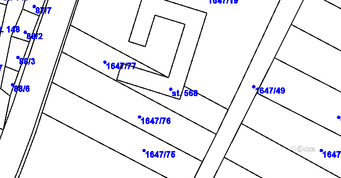 Parcela st. 568 v KÚ Ostrov u Macochy, Katastrální mapa