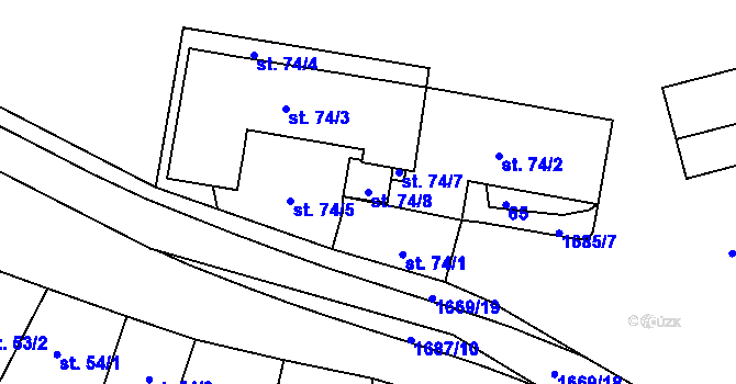 Parcela st. 74/8 v KÚ Ostrov u Macochy, Katastrální mapa