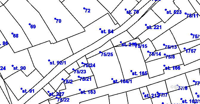 Parcela st. 75/25 v KÚ Ostrov u Macochy, Katastrální mapa