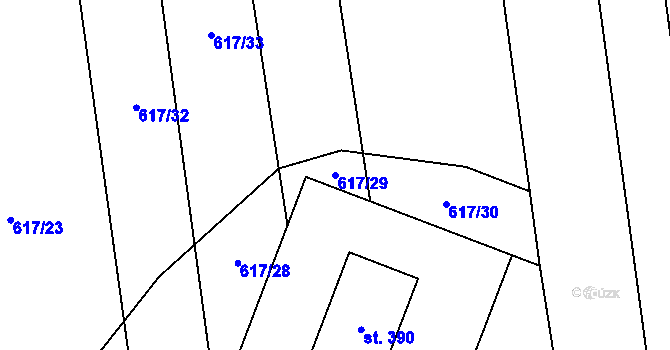 Parcela st. 617/29 v KÚ Ostrov u Macochy, Katastrální mapa