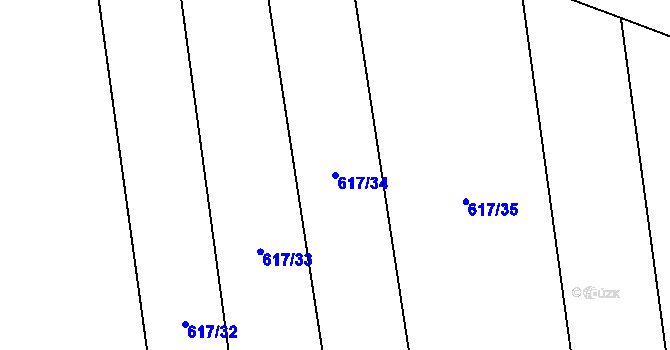Parcela st. 617/34 v KÚ Ostrov u Macochy, Katastrální mapa