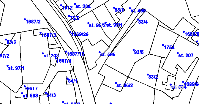 Parcela st. 595 v KÚ Ostrov u Macochy, Katastrální mapa