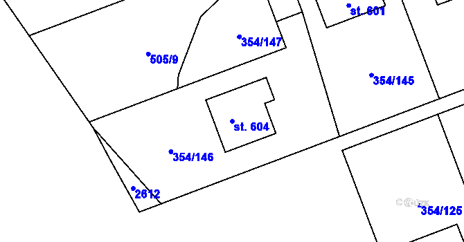 Parcela st. 604 v KÚ Ostrov u Macochy, Katastrální mapa