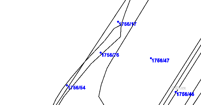 Parcela st. 1756/76 v KÚ Ostrov u Stříbra, Katastrální mapa
