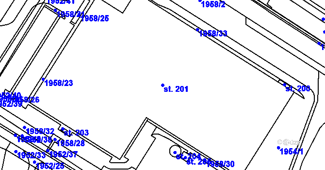Parcela st. 201 v KÚ Ostrov u Stříbra, Katastrální mapa