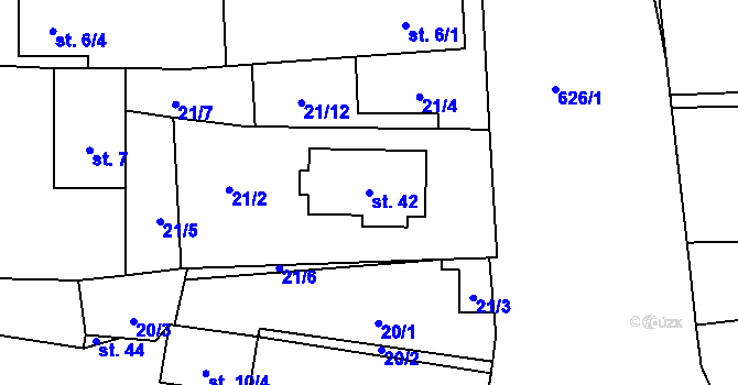 Parcela st. 42 v KÚ Popov u Stříbra, Katastrální mapa