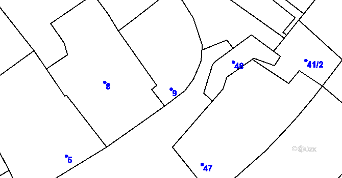 Parcela st. 9 v KÚ Ostrovačice, Katastrální mapa