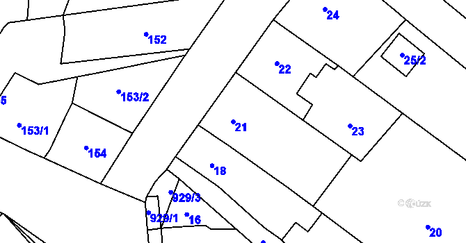 Parcela st. 21 v KÚ Ostrovačice, Katastrální mapa