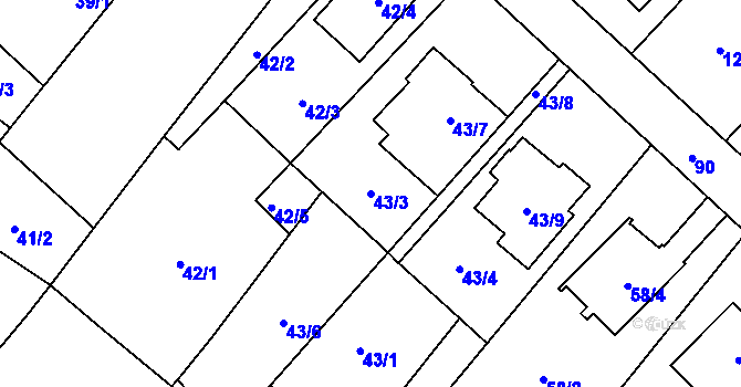 Parcela st. 43/3 v KÚ Ostrovačice, Katastrální mapa
