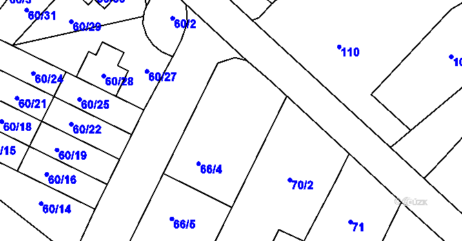Parcela st. 66/1 v KÚ Ostrovačice, Katastrální mapa