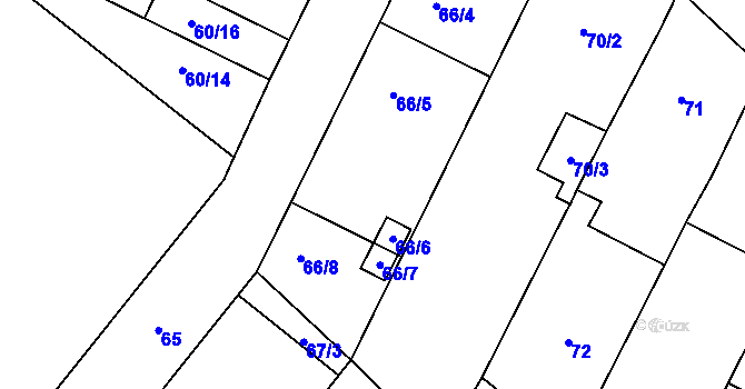 Parcela st. 66/2 v KÚ Ostrovačice, Katastrální mapa