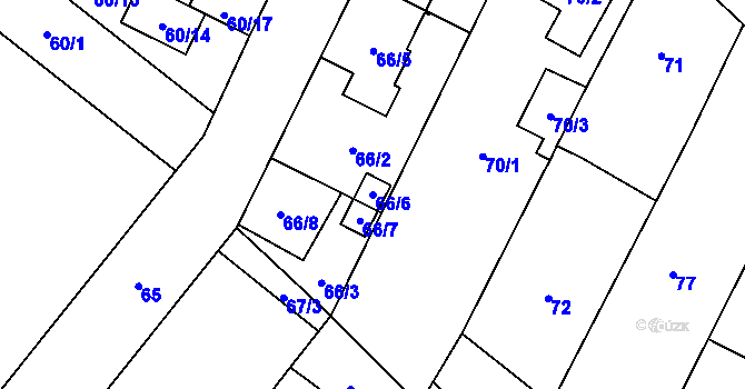 Parcela st. 66/6 v KÚ Ostrovačice, Katastrální mapa