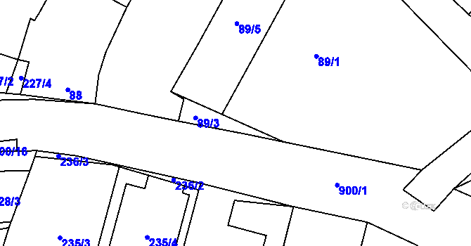 Parcela st. 89/4 v KÚ Ostrovačice, Katastrální mapa