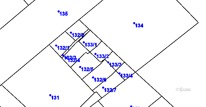 Parcela st. 133 v KÚ Ostrovačice, Katastrální mapa