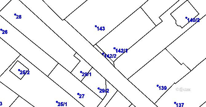 Parcela st. 142/2 v KÚ Ostrovačice, Katastrální mapa
