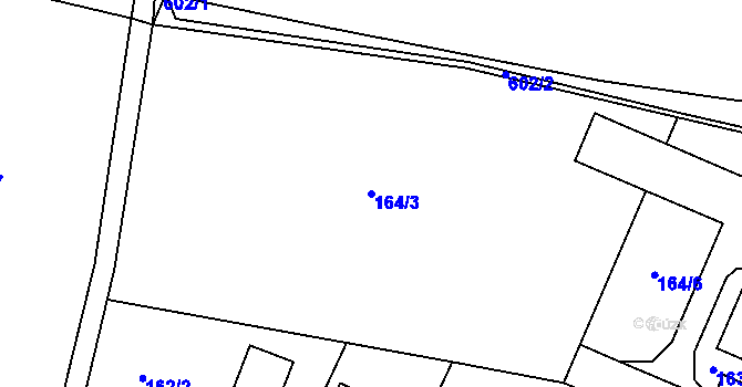 Parcela st. 164/3 v KÚ Ostrovačice, Katastrální mapa