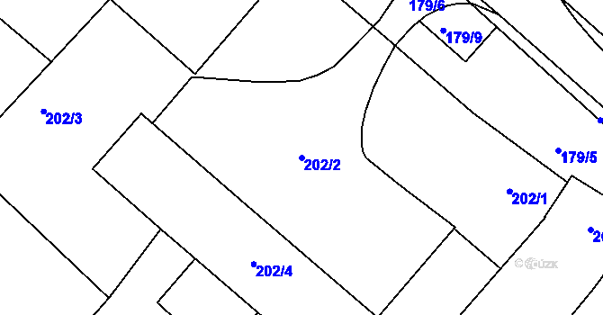 Parcela st. 202/2 v KÚ Ostrovačice, Katastrální mapa