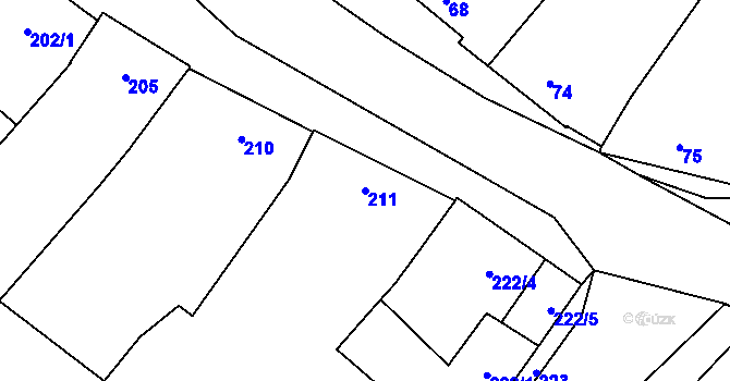 Parcela st. 211 v KÚ Ostrovačice, Katastrální mapa