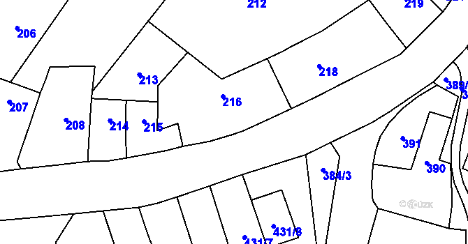 Parcela st. 217 v KÚ Ostrovačice, Katastrální mapa
