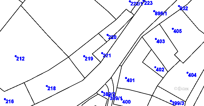 Parcela st. 221 v KÚ Ostrovačice, Katastrální mapa