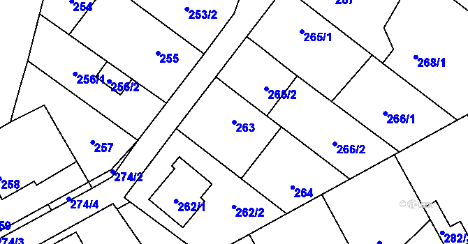 Parcela st. 263 v KÚ Ostrovačice, Katastrální mapa