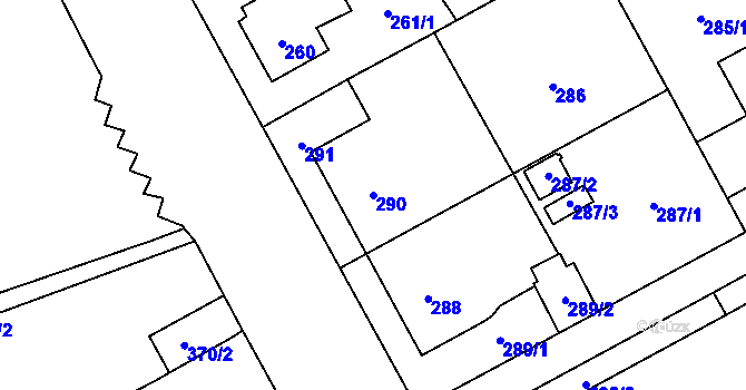 Parcela st. 290 v KÚ Ostrovačice, Katastrální mapa