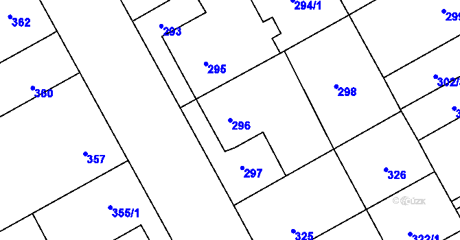 Parcela st. 296 v KÚ Ostrovačice, Katastrální mapa