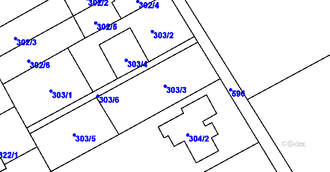 Parcela st. 303/3 v KÚ Ostrovačice, Katastrální mapa