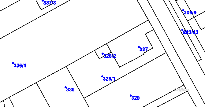 Parcela st. 328/2 v KÚ Ostrovačice, Katastrální mapa