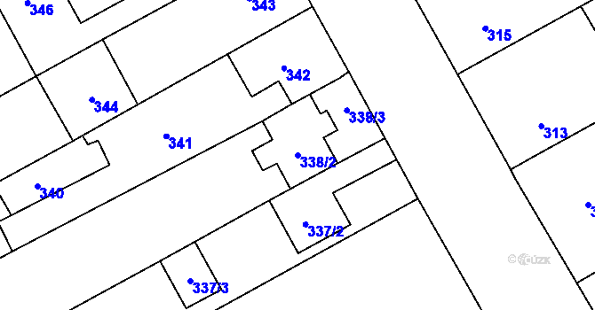 Parcela st. 338/2 v KÚ Ostrovačice, Katastrální mapa