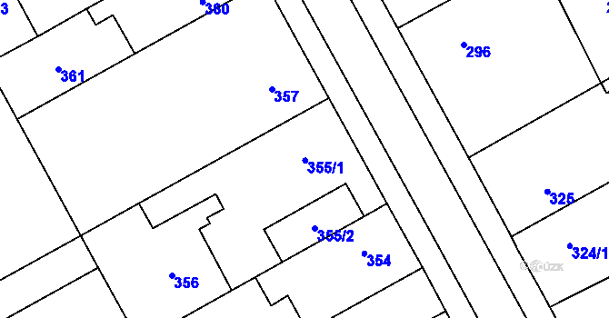 Parcela st. 355 v KÚ Ostrovačice, Katastrální mapa