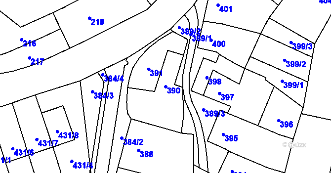 Parcela st. 390 v KÚ Ostrovačice, Katastrální mapa