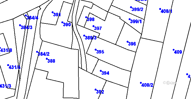 Parcela st. 395 v KÚ Ostrovačice, Katastrální mapa