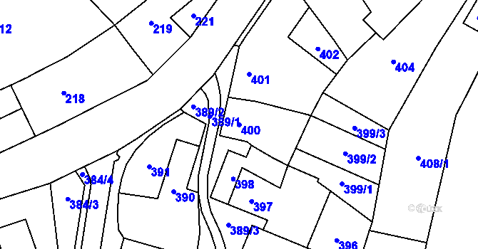 Parcela st. 400 v KÚ Ostrovačice, Katastrální mapa