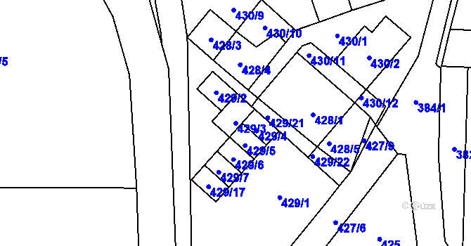 Parcela st. 429/3 v KÚ Ostrovačice, Katastrální mapa