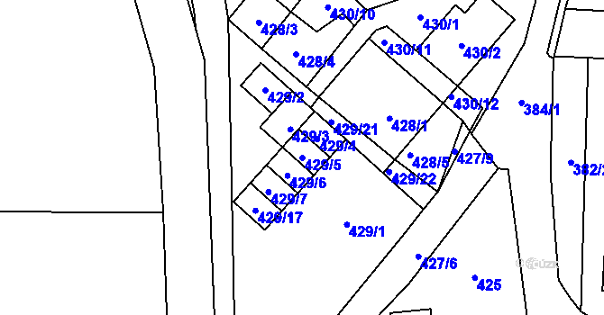 Parcela st. 429/5 v KÚ Ostrovačice, Katastrální mapa