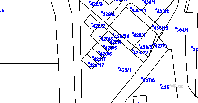 Parcela st. 429/6 v KÚ Ostrovačice, Katastrální mapa